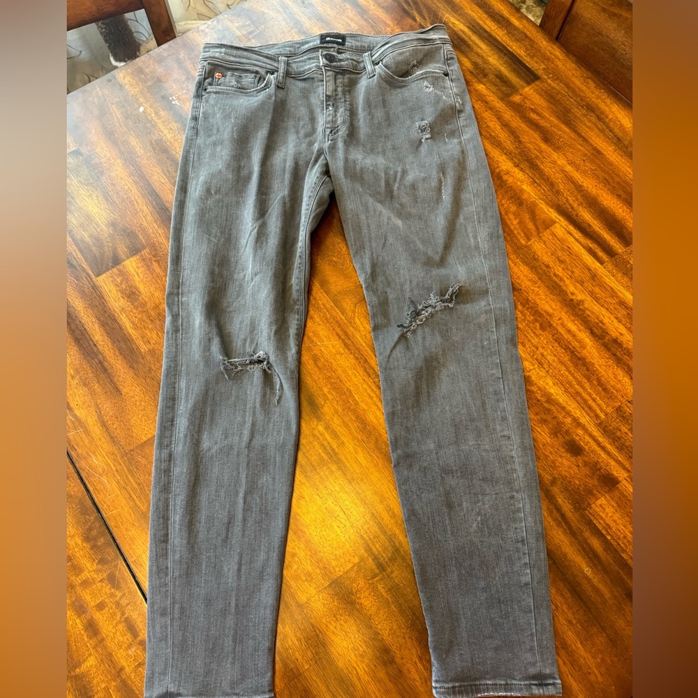 Hudson Krista ankle super skinny dark gray denim distressed jeans 30